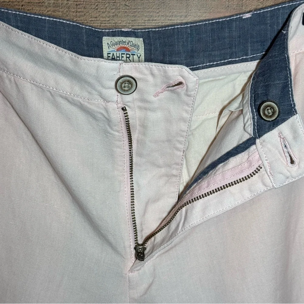 Faherty Malibu Short Mens 33 Summer Pink Linen Cotton Golf Casual